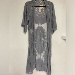 Gray gorgeous lace kimono Size L